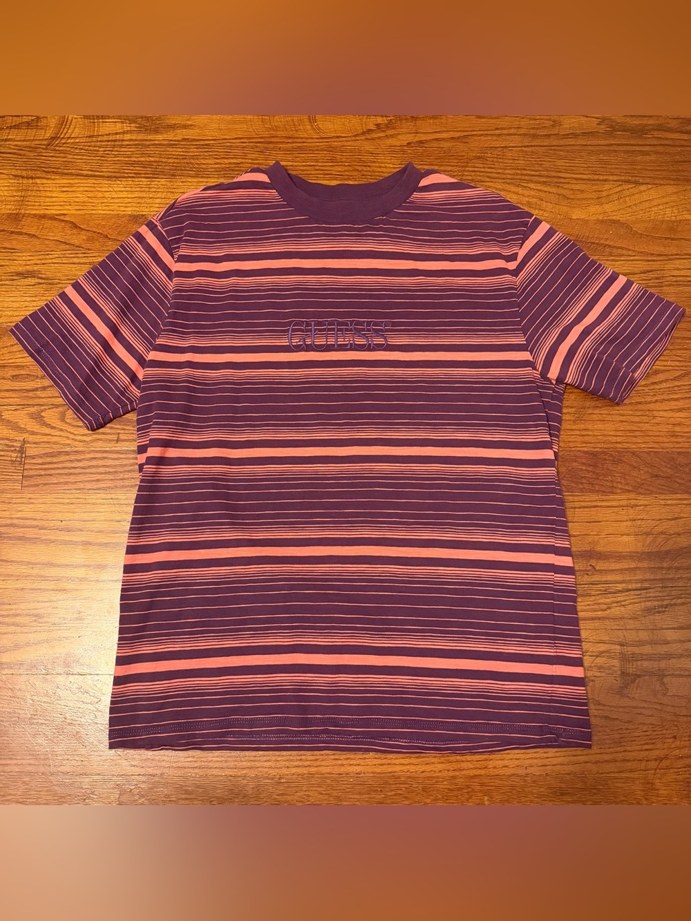GUESS Purple Relaxed Striped T-Shirt